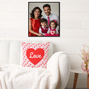Kärlek Red Heart Rosa & Red Valentine Heart Mönste Kudde