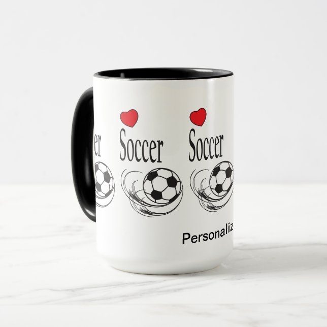 Kärlek Red Heart ⚽ Soccbollar - Personalize Mugg (Framsida vänster)