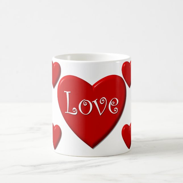 Kärlek Red Heart White Coffee Mugg (Center)