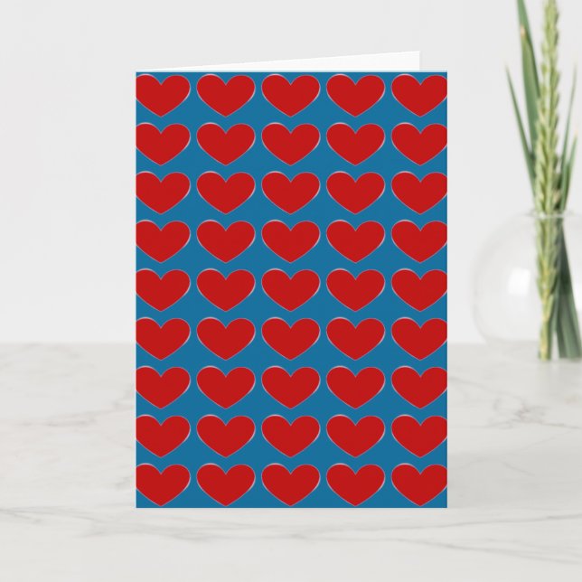 Kärlek Red Hearts Blue Pop Art Greeting Cards Helgkort (Framsida)