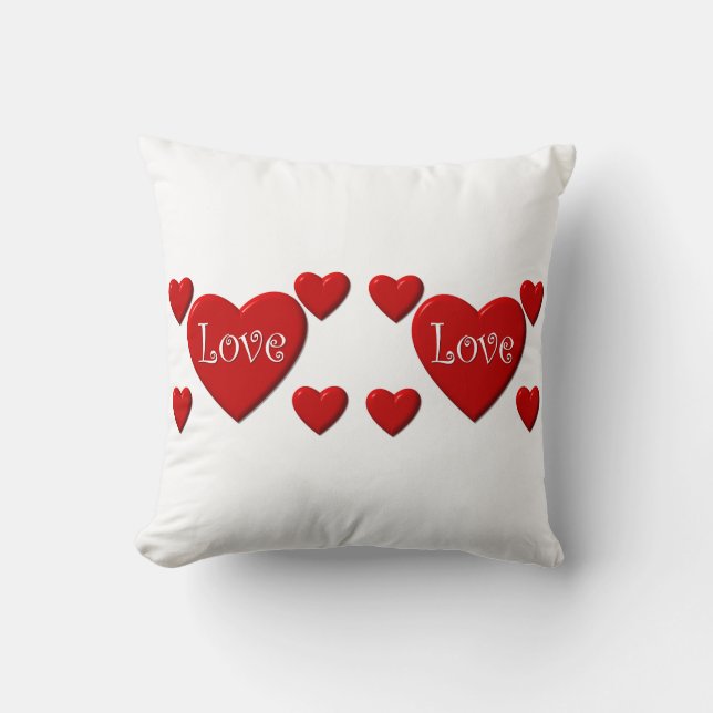 Kärlek Red Hearts Dekorativ kudde (Framsida)
