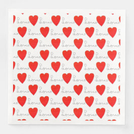 Kärlek Red Hearts Pappersservett