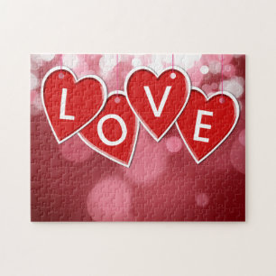 KÄRLEK Red Hearts Valentine Day Pussel