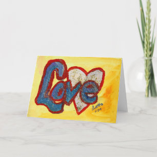 Kärlek Red Rimmed Heart Greeting Card eller Note C Helgkort