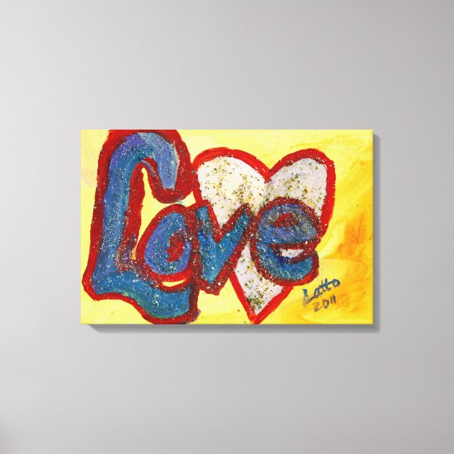 Kärlek Red Rimmed Heart Painting Kanvastryck (Framsida)