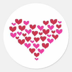 Kärlek Red Rosa Heart Runt Klistermärke