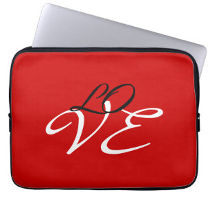 Kärlek Red White Black Färg Calligraphy Script Laptop Fodral