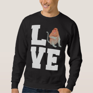 Kärlek Reddiska Brown Skin Färg Proboscis Monkey Lång Ärmad Tröja