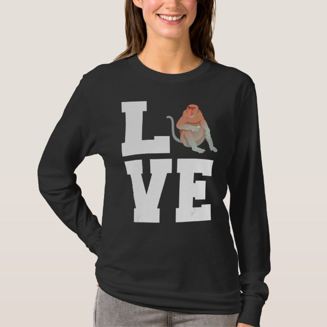 Kärlek Reddiska Brown Skin Färg Proboscis Monkey T Shirt (Framsida)