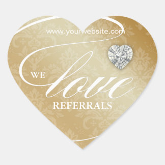 Kärlek Referrals Sticker Jewelry Heart Guld Hjärtformat Klistermärke
