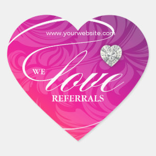 Kärlek Referrals Sticker Jewelry Rosa Flower Heart Hjärtformat Klistermärke