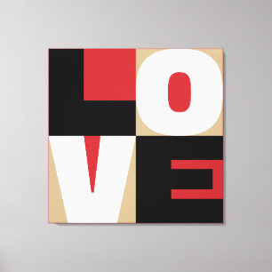 Kärlek Refined Brev Art Design Red Black Guld Canvastryck