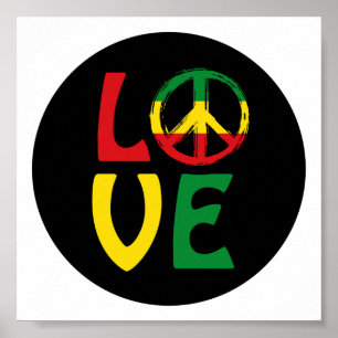 KÄRLEK Reggae med fredssymbol Poster