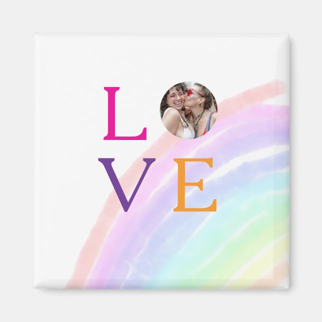KÄRLEK REGNBÅGE FOTO BREV STOLTHET HBTQ PRESENT TJ MAGNET (Framsidan)