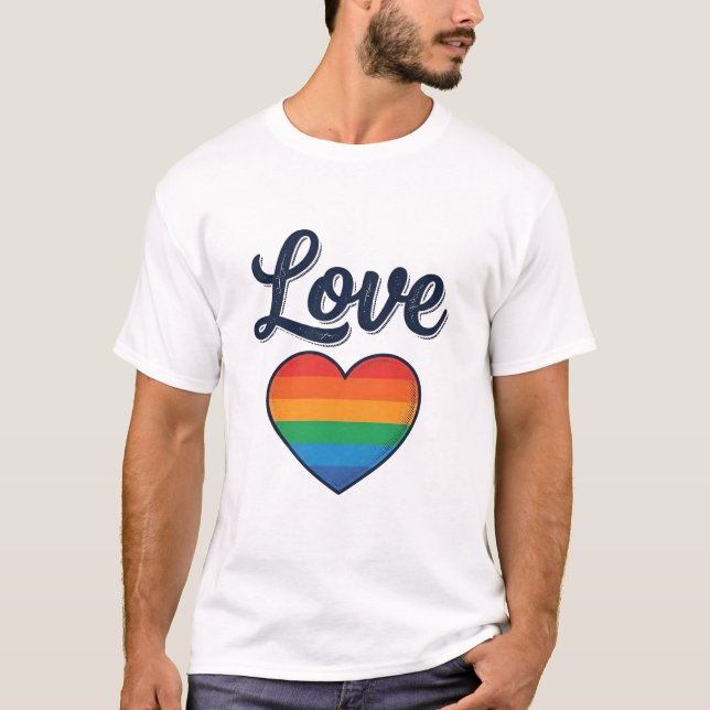 Kärlek Regnbåge Hjärta Pride Vektor T-Shirt Design (Framsida)