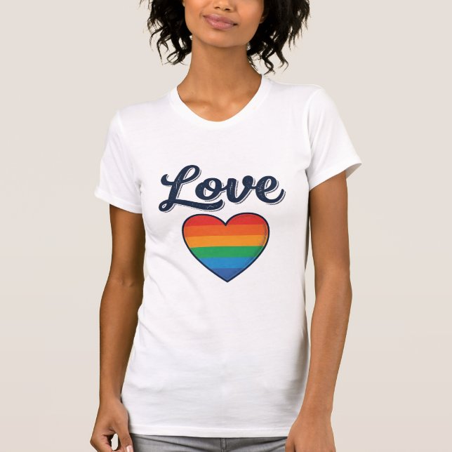 Kärlek Regnbåge Hjärta Pride Vektor T-Shirt Design (Framsida)