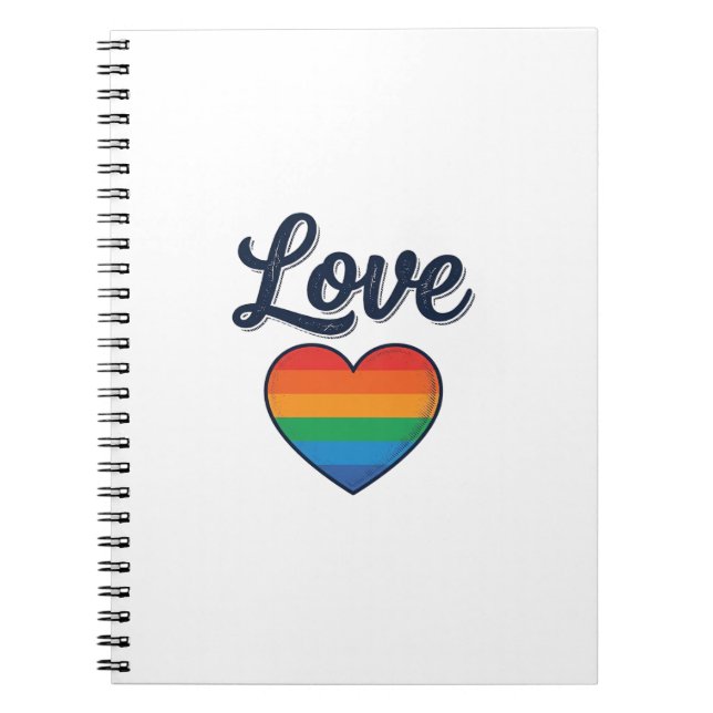 Kärlek Regnbåge Hjärta Pride Vektor T-Shirt Design Anteckningsbok (Framsidan)