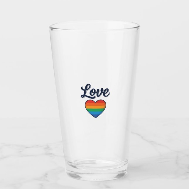 Kärlek Regnbåge Hjärta Pride Vektor T-Shirt Design Glaskopp (Framsida)