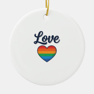 Kärlek Regnbåge Hjärta Pride Vektor T-Shirt Design Julgransprydnad Keramik