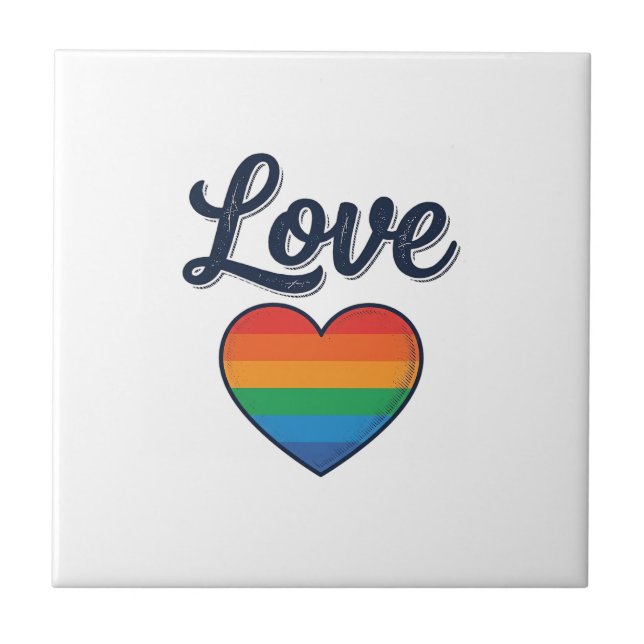 Kärlek Regnbåge Hjärta Pride Vektor T-Shirt Design Kakelplatta (Framsidan)