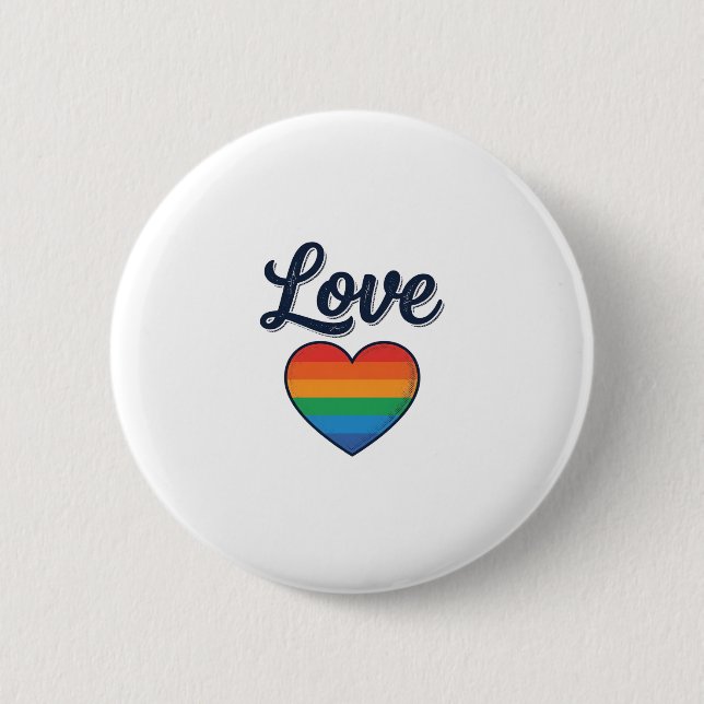Kärlek Regnbåge Hjärta Pride Vektor T-Shirt Design Knapp (Framsida)