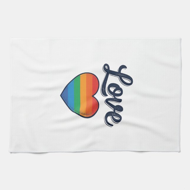 Kärlek Regnbåge Hjärta Pride Vektor T-Shirt Design Kökshandduk (Horisontell)