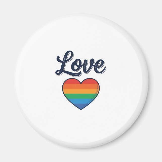 Kärlek Regnbåge Hjärta Pride Vektor T-Shirt Design Magnet (Framsidan)