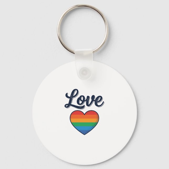 Kärlek Regnbåge Hjärta Pride Vektor T-Shirt Design Nyckelring (Framsida)