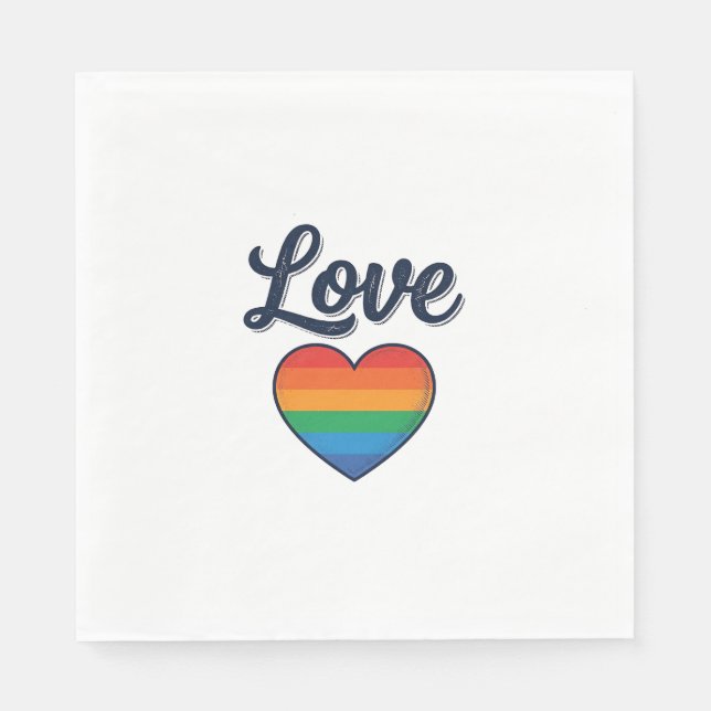 Kärlek Regnbåge Hjärta Pride Vektor T-Shirt Design Pappersservett (Framsidan)