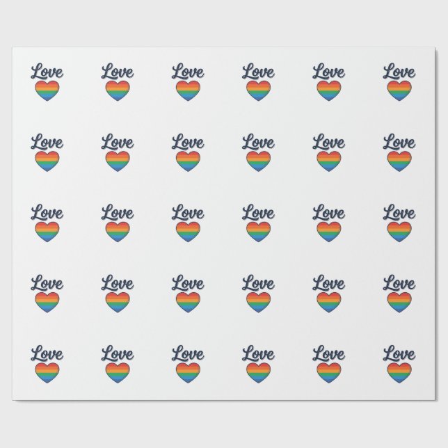 Kärlek Regnbåge Hjärta Pride Vektor T-Shirt Design Presentpapper (Platt)