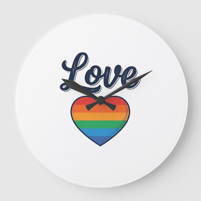 Kärlek Regnbåge Hjärta Pride Vektor T-Shirt Design Stor Klocka (Framsida)