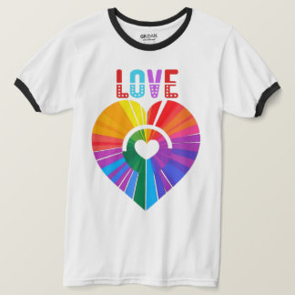 KÄRLEK REGNBÅGE HJÄRTA T SHIRT