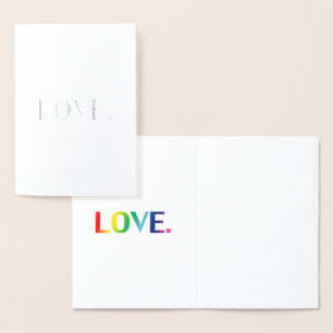 Kärlek regnbåge modern typografi minimalistisk folierat kort