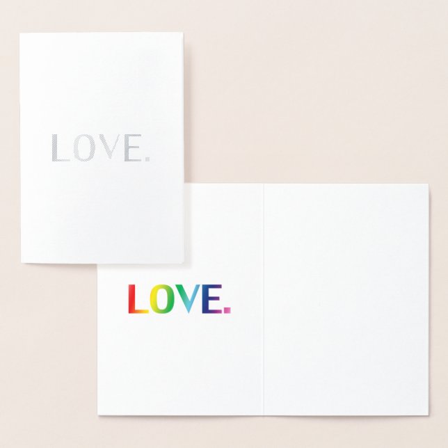 Kärlek regnbåge modern typografi minimalistisk folierat kort (Display)