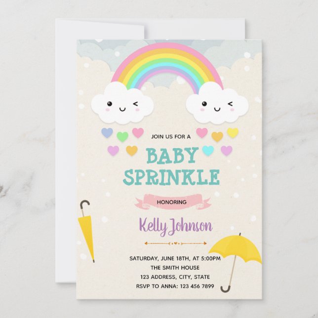 Kärlek regndusch födelsedagsfest inbjudan (Framsida)