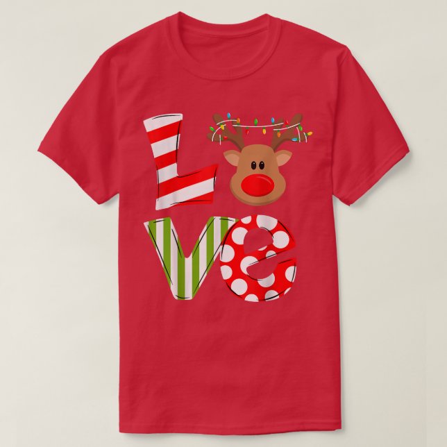 Kärlek Reindeer Rudolph God jul Julafton Santa N T Shirt (Design framsida)