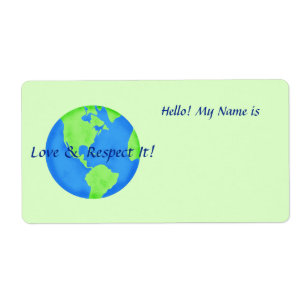 Kärlek Respect Earth Globe Namn bricka Grönt Stick Fraktsedel