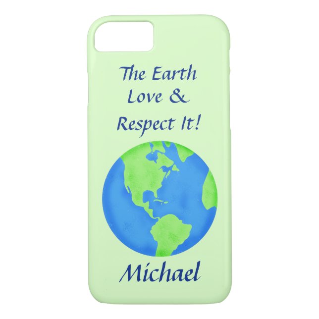 Kärlek Respect Earth Globe Namn Personlig Grönt  Case-Mate iPhone Skal (Baksida)