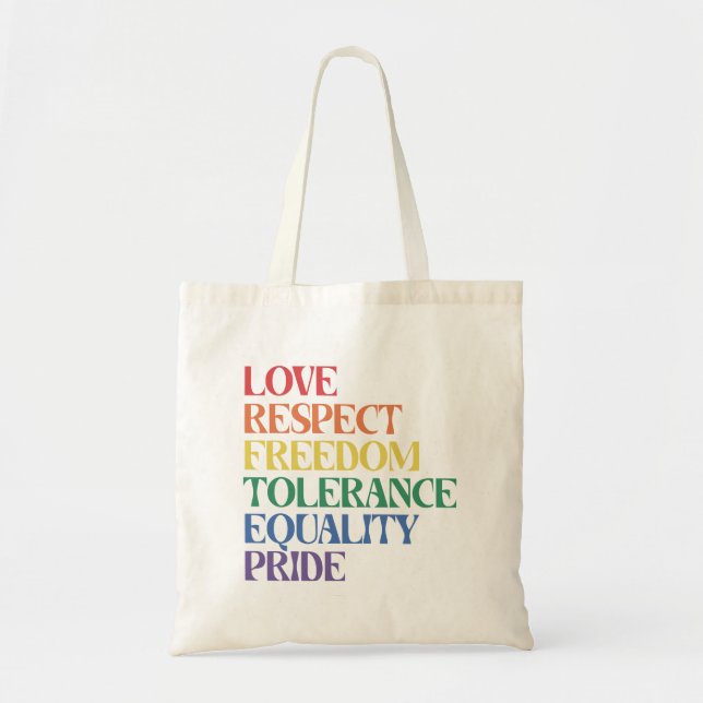 Kärlek Respekt Frihet Regnbåge HBTQ  Gay Pride-dag Tygkasse (Framsidan)