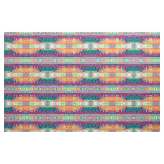 Kärlek Retro Hippie Teal Orange Bohemiske Art Möns Tyg (Fat Quarter)