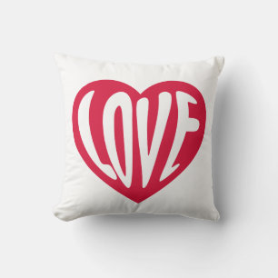 KÄRLEK Retro Typography Heart Pillow Kudde