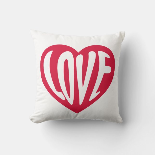 KÄRLEK Retro Typography Heart Pillow Kudde (Framsida)