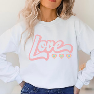 Kärlek Retro Valentines Day Sweatshirt, Hearts T Shirt