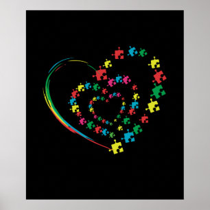 Kärlek - "Ribbon Heart Puzzle Autism Awareness Gif Poster