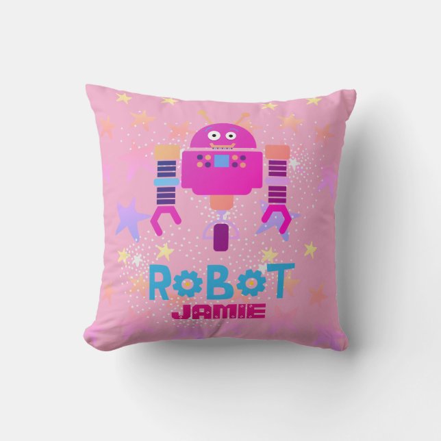 Kärlek ROBOTS Decor Rosa Lila Stars Kudde (Framsida)