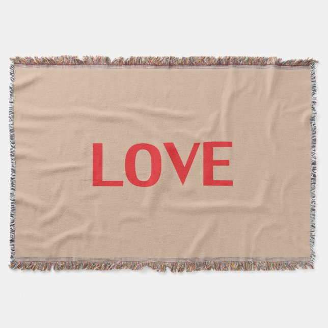 "kärlek" röd brev beige bakgrund - filt (Framsidan)