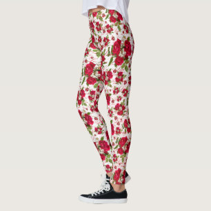 Kärlek Röd ros Bouquet-fotografi Random Mönster Leggings