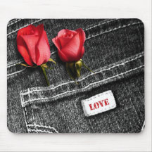Kärlek. Röd ros och Denim Valentines Day Gift
