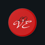 Kärlek röd vit svart färg kalligrafi manus magnet<br><div class="desc">Du kan enkelt ändra typsnitt och färger. Du kan också lägga till din logotyp och bakgrundsbild efter eget tycke.</div>