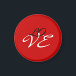 Kärlek röd vit svart färg kalligrafi manus magnet<br><div class="desc">Du kan enkelt ändra typsnitt och färger. Du kan också lägga till din logotyp och bakgrundsbild efter eget tycke.</div>